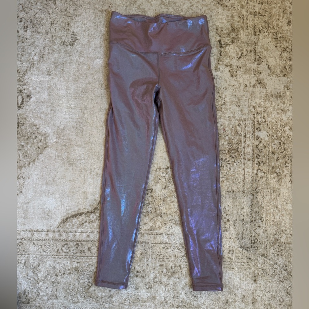 Purple Metallic Leggings, medium.